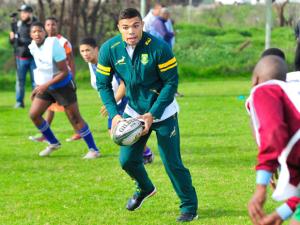 Bryan Habana at the Laureus Sport for Good Coaching Clinic at Masiphumelele Rugby Club pic hHenk Kruger, IOL